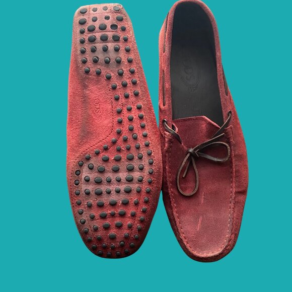 Tod’s Red Suede Gommino Driving Loafers – Size 13 (Made in Italy) - Picture 4 of 7